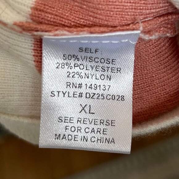 NWOT Altar'd State Payton Coral and White Striped Cropped Knit Sweater Top Sz XL - Picture 6 of 8